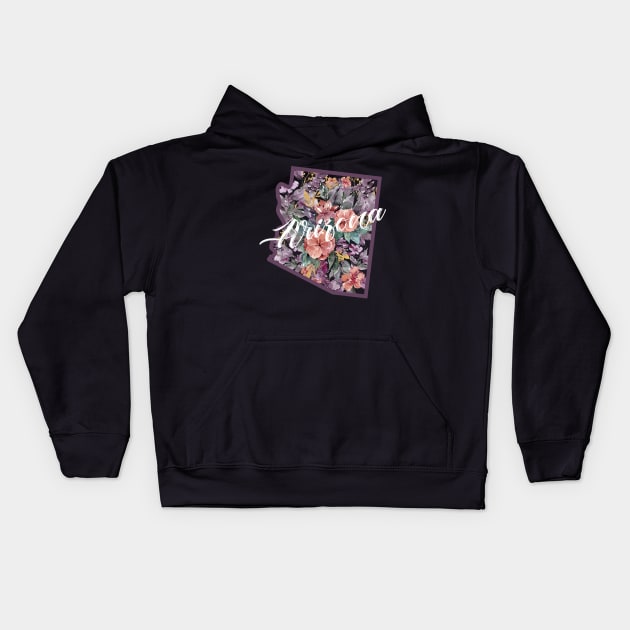 Arizona Floral State Kids Hoodie by HappyArt